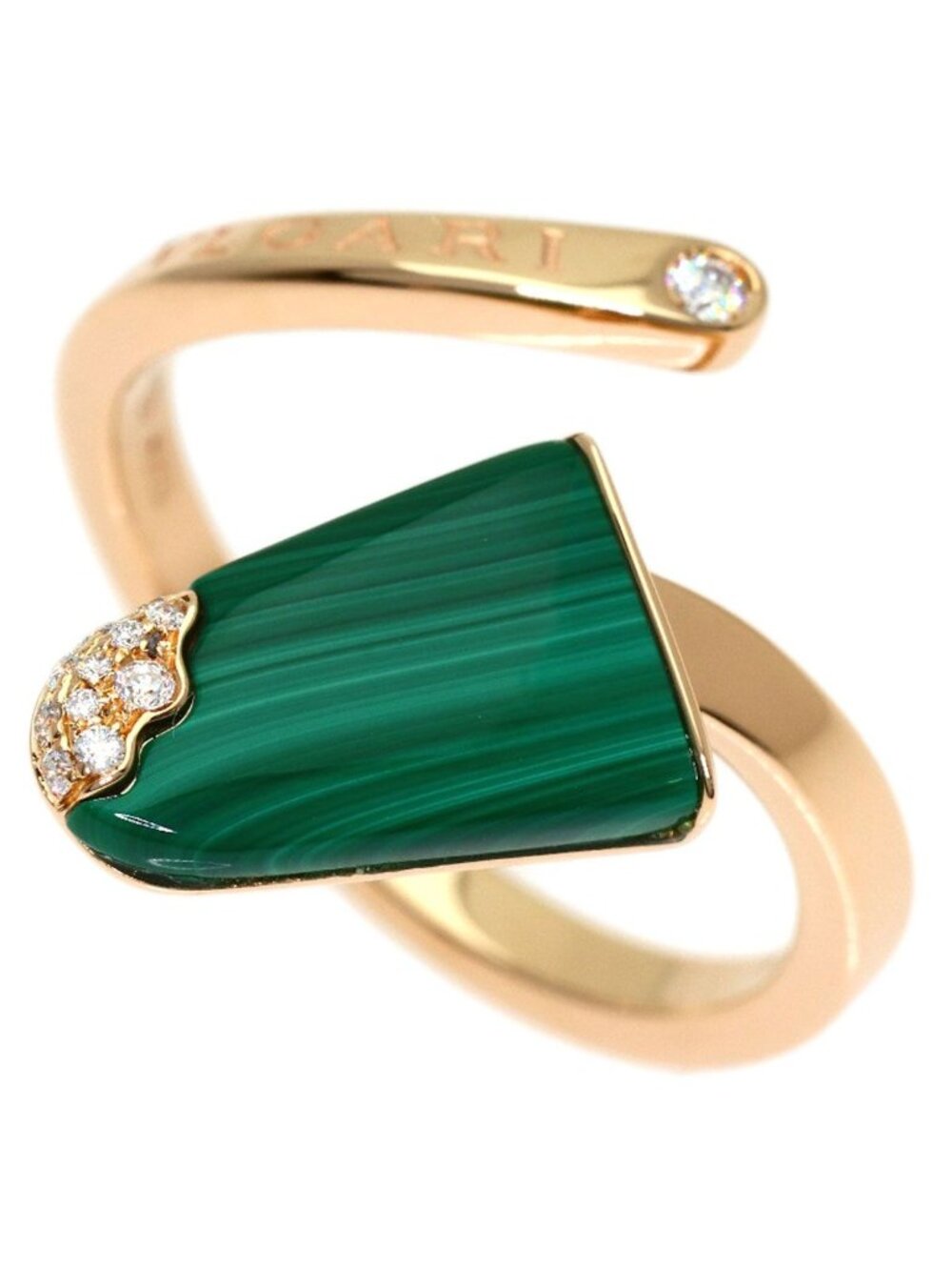 Bvlgari Gelati Malachite Diamond 54 Ring 18k Pink Gold